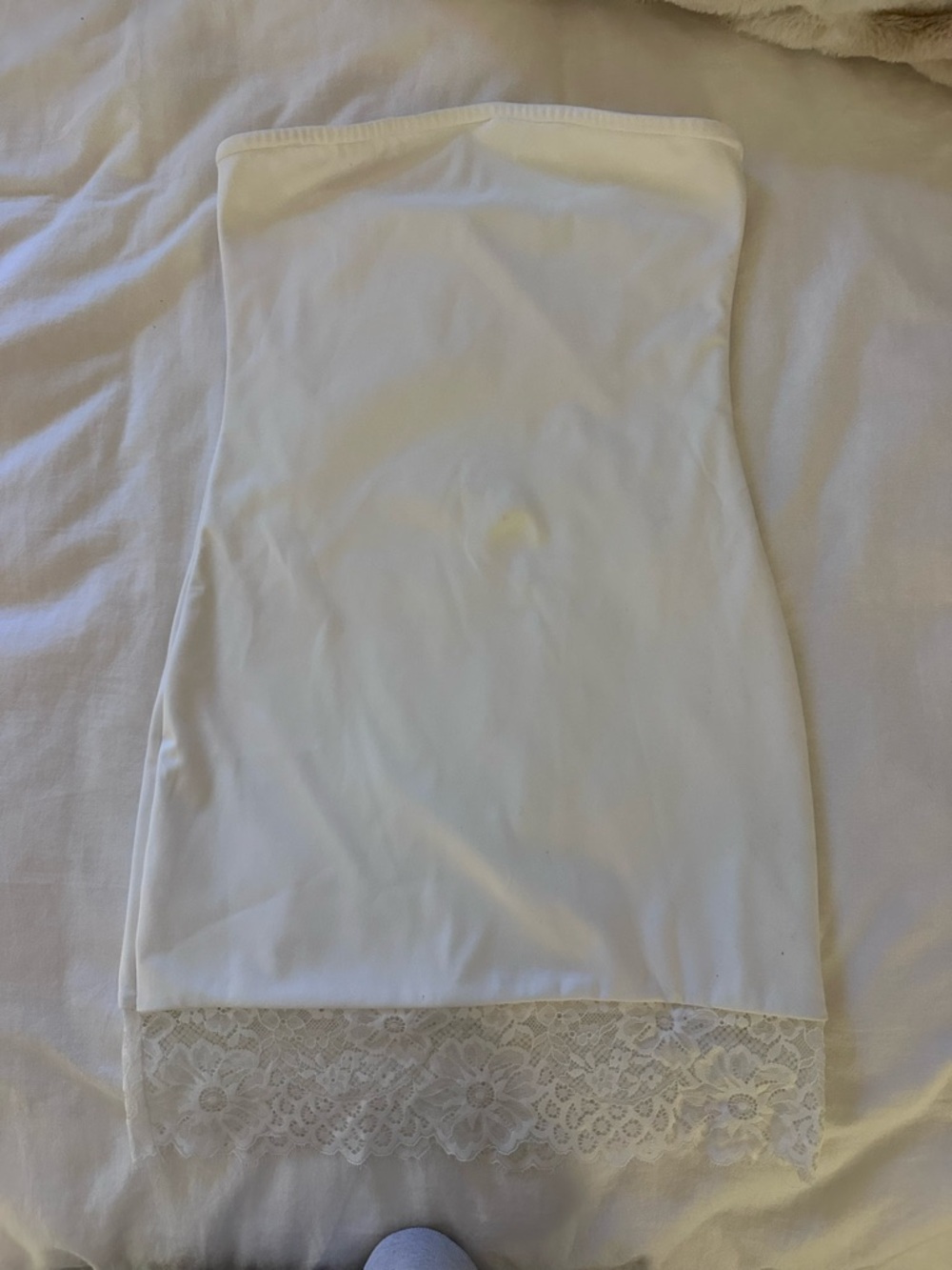 White Lace Trim Mini Dress – Edikted (Size S)